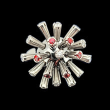 Load image into Gallery viewer, Vintage 18ct White Gold Ruby and Diamond Sputnik Ring