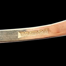 Load image into Gallery viewer, Vintage 18ct Yellow & White Gold Sapphire and Diamond Cluster Ring close-up of the 1991 hallmark inside the shank