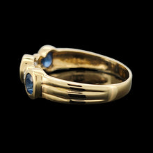 Load image into Gallery viewer, 18ct Yellow Gold Sapphire and Diamond Five Stone Bezel Set Ring
