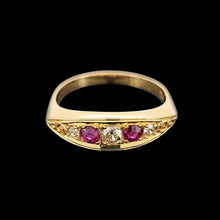 Load image into Gallery viewer, Antique 18ct Yellow Gold Ruby and Diamond Five Stone Ring
