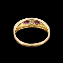 Load image into Gallery viewer, Antique 18ct Yellow Gold Ruby and Diamond Five Stone Ring