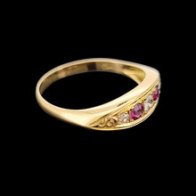 Load image into Gallery viewer, Antique 18ct Yellow Gold Ruby and Diamond Five Stone Ring