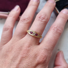 Load image into Gallery viewer, Antique 18ct Yellow Gold Ruby and Diamond Five Stone Ring