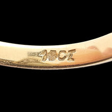 Load image into Gallery viewer, Gold ring with '18CT' marking in the shank on a black background