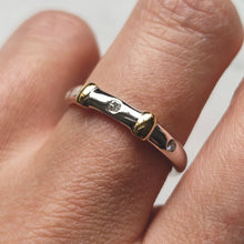 Load image into Gallery viewer, Vintage 18ct Yellow and White Gold Three Stone Diamond Band