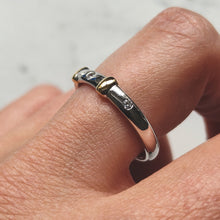 Load image into Gallery viewer, Vintage 18ct Yellow and White Gold Three Stone Diamond Band