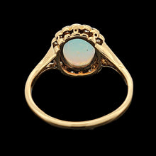 Load image into Gallery viewer, Vintage 18ct Yellow Gold Opal and Diamond Oval Cluster Ring