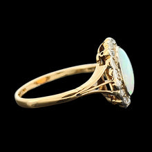 Load image into Gallery viewer, Vintage 18ct Yellow Gold Opal and Diamond Oval Cluster Ring