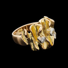Load image into Gallery viewer, Vintage 14K Yellow Gold Old Cut Diamond Frilled Dress Ring, 0.30ct