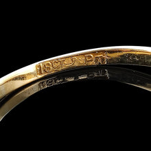 Load image into Gallery viewer, Close-up of an 18CT & PT stamp inside a yellow gold ring shank