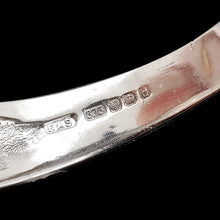 Load image into Gallery viewer, Close-up of a 9 carat gold Sheffield 2003 hallmark inside a white gold band