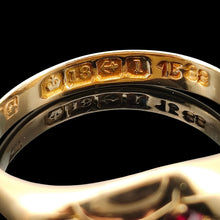 Load image into Gallery viewer, An 18 carat gold Birmingham 1910 hallmark inside a yellow gold ring shank