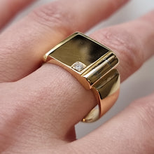 Load image into Gallery viewer, Vintage 18ct Yellow Gold Diamond Signet Ring, Circa 1980