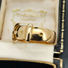 Load image into Gallery viewer, A yellow gold buckle band ring, in a ring box