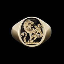 Load image into Gallery viewer, 14ct Yellow Gold Lion Rampant Intaglio Signet Ring, 10.5 grams