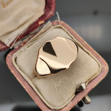 Load image into Gallery viewer, A rose gold shield shaped signet ring in rose gold, in an antique ring box