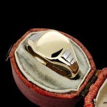 Load image into Gallery viewer, A yellow gold and platinum signet ring, in an antique ring box