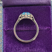 Load image into Gallery viewer, Vintage 9ct White Gold Blue Zircon Ring side