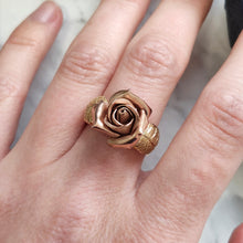 Load image into Gallery viewer, Vintage 14K Two Tone Gold Rose Dress Ring