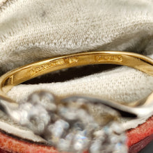 Load image into Gallery viewer, Close-up of a yellow gold ring shank with PLAT stamp