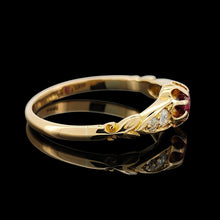 Load image into Gallery viewer, Antique 18ct Yellow Gold Ruby and Old Cut Diamond Five Stone Ring