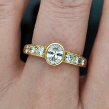 Load image into Gallery viewer, 18ct Yellow Gold Oval and Brilliant Cut Diamond Engagement Ring