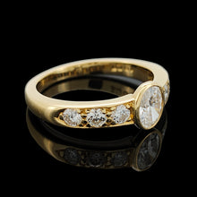 Load image into Gallery viewer, 18ct Yellow Gold Oval and Brilliant Cut Diamond Engagement Ring