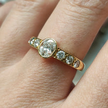 Load image into Gallery viewer, 18ct Yellow Gold Oval and Brilliant Cut Diamond Engagement Ring