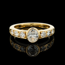 Load image into Gallery viewer, 18ct Yellow Gold Oval and Brilliant Cut Diamond Engagement Ring