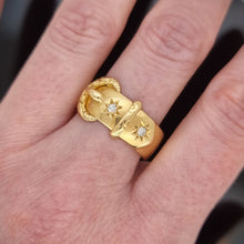 Load image into Gallery viewer, Antique 18ct Gold Diamond Buckle Ring, Hallmarked Birmingham 1916 modelled