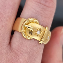 Load image into Gallery viewer, Antique 18ct Gold Diamond Buckle Ring, Hallmarked Birmingham 1916 modelled