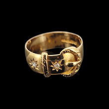 Load image into Gallery viewer, Antique 18ct Gold Diamond Buckle Ring, Hallmarked Birmingham 1916 front