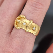 Load image into Gallery viewer, Antique 18ct Gold Diamond Buckle Ring, Hallmarked Birmingham 1916 modelled