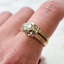 Load image into Gallery viewer, Vintage 18ct Yellow & White Gold Diamond Solitaire Ring, 0.40ct modelled on the index finger