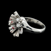 Load image into Gallery viewer, Vintage 18ct White Gold Ruby and Diamond Sputnik Ring