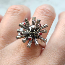 Load image into Gallery viewer, Vintage 18ct White Gold Ruby and Diamond Sputnik Ring