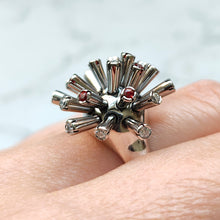 Load image into Gallery viewer, Vintage 18ct White Gold Ruby and Diamond Sputnik Ring