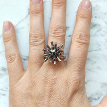 Load image into Gallery viewer, Vintage 18ct White Gold Ruby and Diamond Sputnik Ring