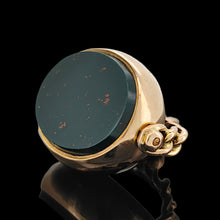 Load image into Gallery viewer, Antique 9ct Yellow Gold Bloodstone and Carnelian Swivel Fob Seal