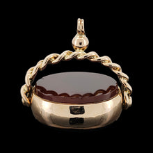 Load image into Gallery viewer, Antique 9ct Yellow Gold Bloodstone and Carnelian Swivel Fob Seal