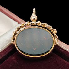 Load image into Gallery viewer, Antique 9ct Yellow Gold Bloodstone and Carnelian Swivel Fob Seal