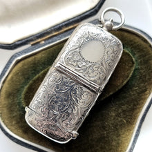 Load image into Gallery viewer, Antique Sterling Silver Sovereign Holder & Vesta Case in box