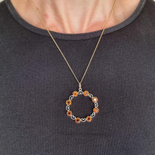 Load image into Gallery viewer, Vintage 9ct Yellow and White Gold Citrine Circle Pendant