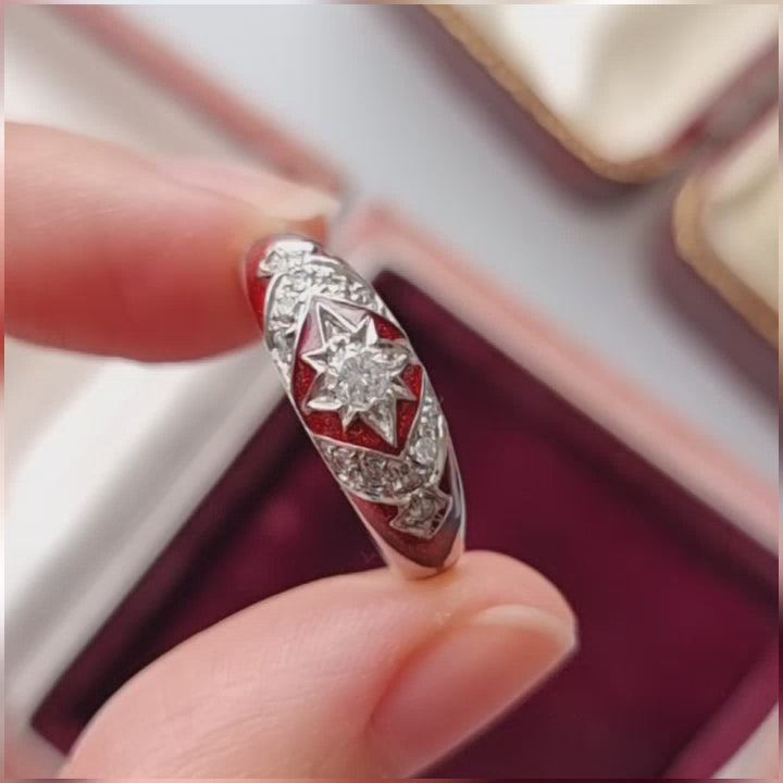 Vintage 18ct White Gold Diamond and Red Enamel Dress Ring, 0.25 Carats –  Jeremy Silverthorne Fine Jewellery Co