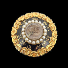 Load image into Gallery viewer, Victorian 18ct Gold Enamel & Pearl Mourning Brooch