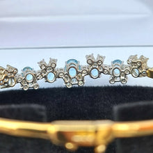 Load image into Gallery viewer, Vintage 18ct Gold Aquamarine & Diamond Articulated Bangle back