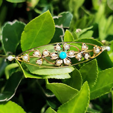 Load image into Gallery viewer, Antique 15ct Gold Turquoise & Pearl Flower Bangle