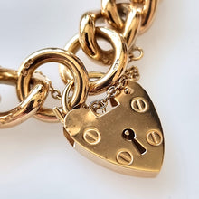 Load image into Gallery viewer, Vintage Solid 9ct Gold Curb Charm Bracelet, 88.5 grams padlock