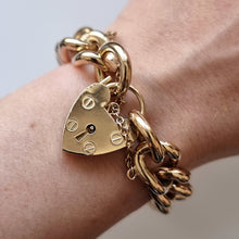 Load image into Gallery viewer, Vintage Solid 9ct Gold Curb Charm Bracelet, 88.5 grams modelled