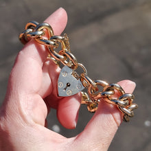 Load image into Gallery viewer, Vintage Solid 9ct Gold Curb Charm Bracelet, 88.5 grams in hand